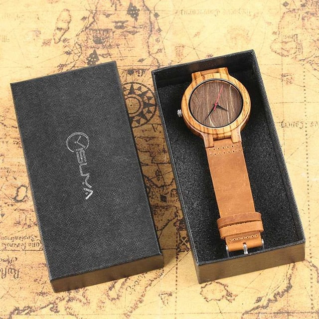 Simple Wooden Watch Men's Nature Bamboo Wood Genuine Leather Casual Women Minimalist Watch Male Sport Clock Reloj Christmas Gift