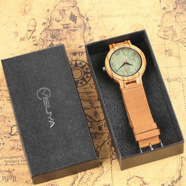 Simple Wooden Watch Men's Nature Bamboo Wood Genuine Leather Casual Women Minimalist Watch Male Sport Clock Reloj Christmas Gift