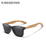 KINGSEVEN 2019 Polarized Square Sunglasses Men Women Zebra Wooden Frame Mirror Flat Lens Driving UV400 Eyewear