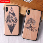 TOMOCOMO imitative Wood Cover For 6 7 7Plus 8 8Plus X XS Max 3D Relief Elephone Vintage Style Phone Cases Cover Capa Fundas