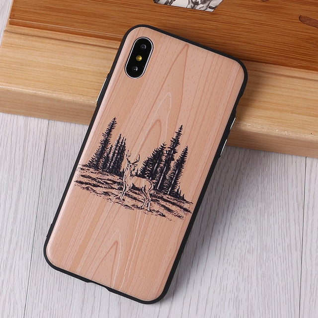 TOMOCOMO imitative Wood Cover For 6 7 7Plus 8 8Plus X XS Max 3D Relief Elephone Vintage Style Phone Cases Cover Capa Fundas