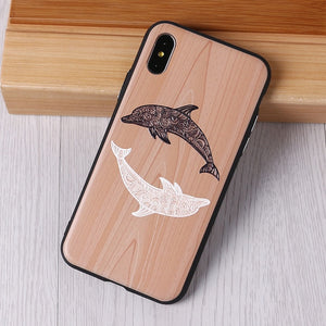 TOMOCOMO imitative Wood Cover For 6 7 7Plus 8 8Plus X XS Max 3D Relief Elephone Vintage Style Phone Cases Cover Capa Fundas