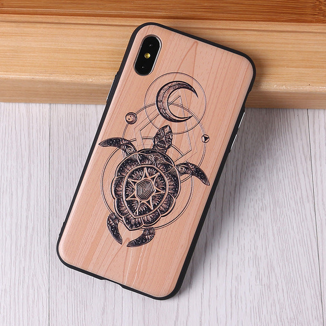 TOMOCOMO imitative Wood Cover For 6 7 7Plus 8 8Plus X XS Max 3D Relief Elephone Vintage Style Phone Cases Cover Capa Fundas