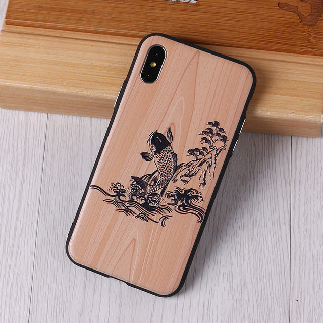 TOMOCOMO imitative Wood Cover For 6 7 7Plus 8 8Plus X XS Max 3D Relief Elephone Vintage Style Phone Cases Cover Capa Fundas