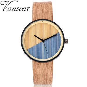 Best Selling Fashion Women Wood Watch Luxury Imitation Wooden Watch Leather Quartz Watch Vansvar Female Clock Relogio Feminino