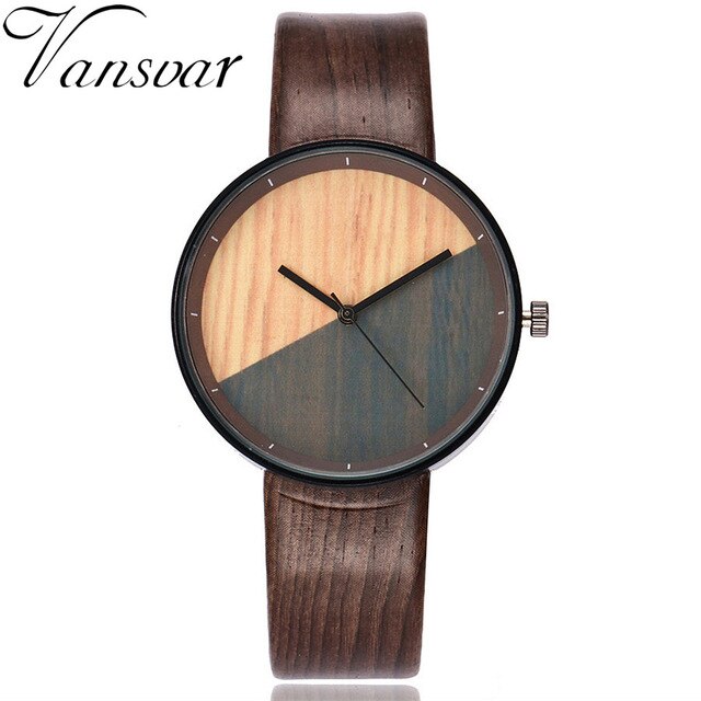 Best Selling Fashion Women Wood Watch Luxury Imitation Wooden Watch Leather Quartz Watch Vansvar Female Clock Relogio Feminino