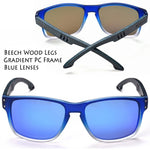 SKADINO Beech Wood Men Sunglasses Polarized Wooden Sun Glasses for Women Blue Green Lens Handmade Fashion Brand Cool UV400