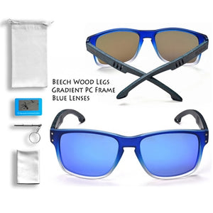 Wood Men Sunglasses Polarized UV400 SKADINO Beech  Wooden Sun Glasses for Women Blue Green Lens Handmade Fashion Brand Cool