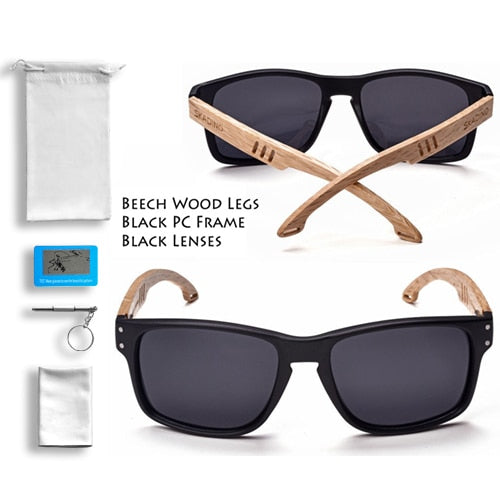 Wood Men Sunglasses Polarized UV400 SKADINO Beech  Wooden Sun Glasses for Women Blue Green Lens Handmade Fashion Brand Cool