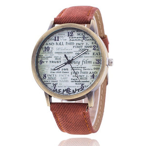 Relojes Quartz Men Watches Casual Wooden Color Leather Strap Male newspaper watch Relogio Masculino Ladies Watch female clock