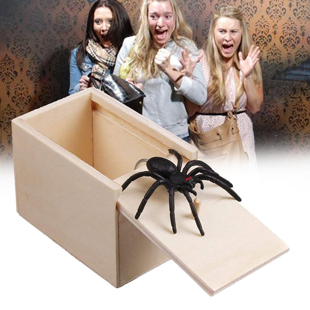 1 Pcs Wooden Prank Spider Scare Box Case Joke Lifelike Funny Surprise Gag Toy YJS Dropship