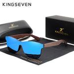 KINGSEVEN 2019 Luxury Walnut Wood Sunglasses Polarized Wooden Brand Designer Rimless Mirrored Square Sun Glasses For Women/Men