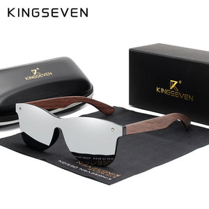 KINGSEVEN 2019 Luxury Walnut Wood Sunglasses Polarized Wooden Brand Designer Rimless Mirrored Square Sun Glasses For Women/Men