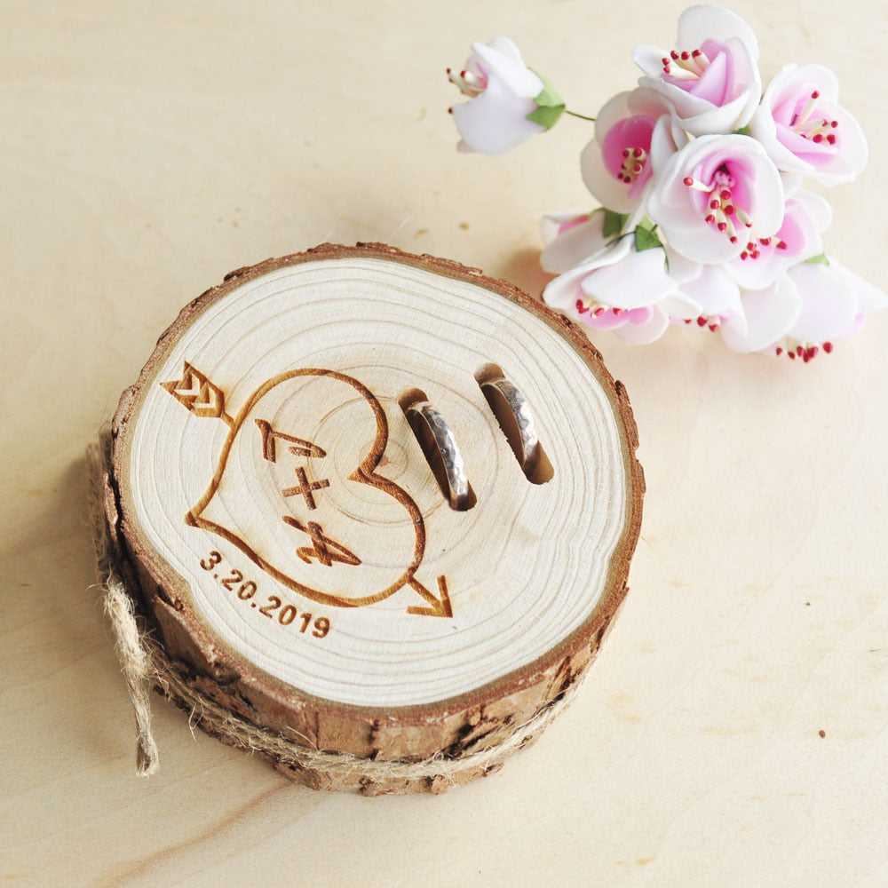 Personalized Rustic Wedding Wood Ring Box Engagement Ring Box Jewelry Gift Wooden Ring Holder Wedding Decor