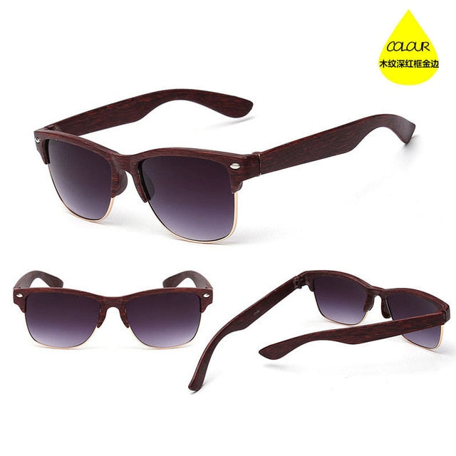 2019 Fashion Wood sunglasses for women men Auti-UV semi rimless Sun Glasses Eyewear half frame sunglass Gafas De Sol