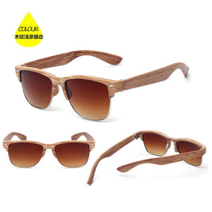 2019 Fashion Wood sunglasses for women men Auti-UV semi rimless Sun Glasses Eyewear half frame sunglass Gafas De Sol