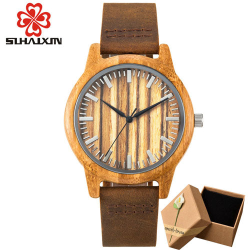 SIHAIXIN Bamboo Wooden Watch Male Top Brand Luxury for Men and Women Leather Strap Relogio Masculino Dropshipping Wood Watches