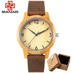 SIHAIXIN Bamboo Wooden Watch Male Top Brand Luxury for Men and Women Leather Strap Relogio Masculino Dropshipping Wood Watches