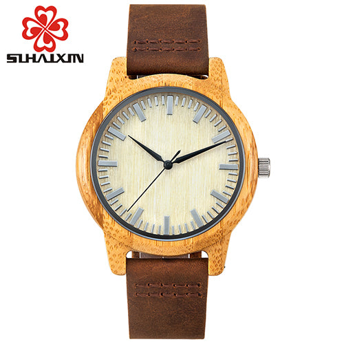 SIHAIXIN Bamboo Wooden Watch Male Top Brand Luxury for Men and Women Leather Strap Relogio Masculino Dropshipping Wood Watches