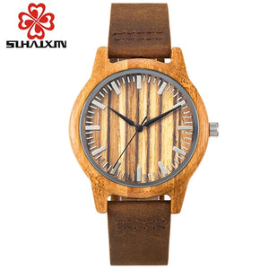 SIHAIXIN Bamboo Wooden Watch Male Top Brand Luxury for Men and Women Leather Strap Relogio Masculino Dropshipping Wood Watches