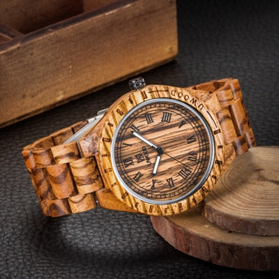 2019 Hot Sell Men Dress Watch QUartz UWOOD Mens Wooden Watch Wood Wrist Watches men Natural Calendar Display Bangle Gift Relogio