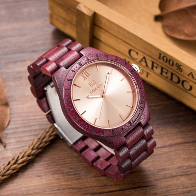 2019 Hot Sell Men Dress Watch QUartz UWOOD Mens Wooden Watch Wood Wrist Watches men Natural Calendar Display Bangle Gift Relogio