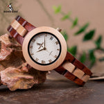 BOBO BIRD Two-tone Wooden Watch Women Top Luxury Brand Timepieces Quartz Wrist Watches in Wood Box Accept Customize