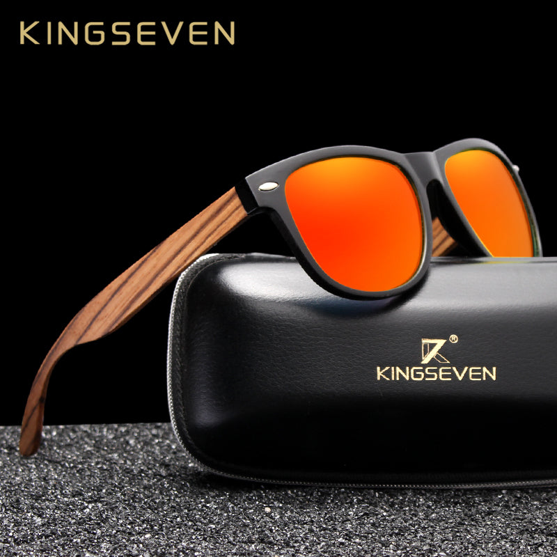 KINGSEVEN Fashion Wooden Polarized Square Sunglasses Men Women Mirror Lens UV400 Protection Driving Sun Glasses Eyewear