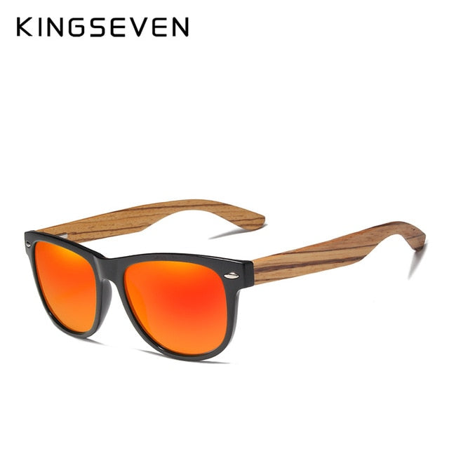 KINGSEVEN Fashion Wooden Polarized Square Sunglasses Men Women Mirror Lens UV400 Protection Driving Sun Glasses Eyewear