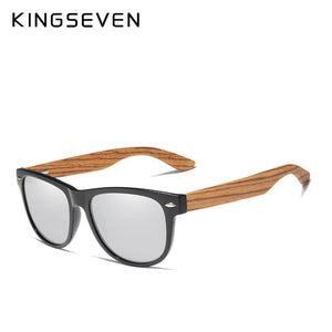 KINGSEVEN Fashion Wooden Polarized Square Sunglasses Men Women Mirror Lens UV400 Protection Driving Sun Glasses Eyewear