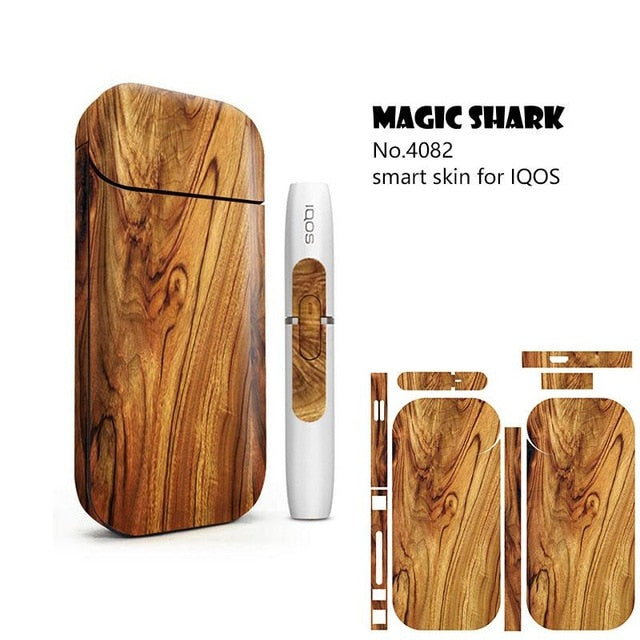 Magic Shark Flower Rose Lady Wood Print Stereo Film Sticker for IQOS 2.4 Plus Cover Case for IQOS 2.4 Plus E-Cigarette