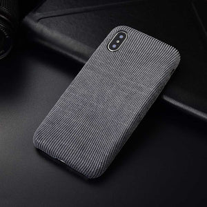 Boucho For iPhone XS Max XR Case Ultra Thin Cloth Wood Texture Phone Cases For iPhone 7 8 6 6s plus PU Leather Soft Cover Coque