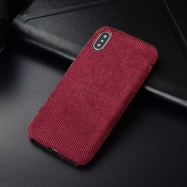 Boucho For iPhone XS Max XR Case Ultra Thin Cloth Wood Texture Phone Cases For iPhone 7 8 6 6s plus PU Leather Soft Cover Coque