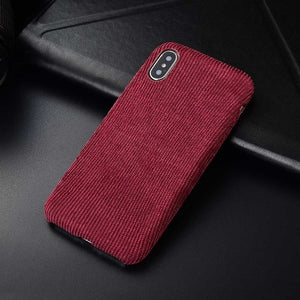 Boucho For iPhone XS Max XR Case Ultra Thin Cloth Wood Texture Phone Cases For iPhone 7 8 6 6s plus PU Leather Soft Cover Coque