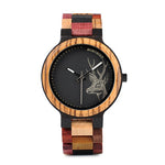 BOBO BIRD V-P14 Lover's Wood Watches Colorful Wood Band Dear Head Watch Dial Men Women Quartz Watches Timepiece with Gift Box