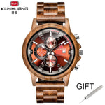 Wooden Watch Date Display Casual Men Luxury Wood Chronograph Sport Outdoor Military Quartz Watches in Wood relogio masculino