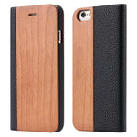 KISSCASE Wood PU Wallet Case For iPhone 8 7 6S Plus Cases Genuine Bamboo Flip Leather Stand Coque For iPhone 6 6s XS Max X Case