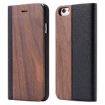 KISSCASE Wood PU Wallet Case For iPhone 8 7 6S Plus Cases Genuine Bamboo Flip Leather Stand Coque For iPhone 6 6s XS Max X Case