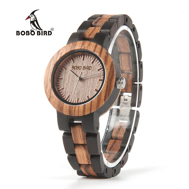 BOBO BIRD Ladies Wood Watch Luxury Bracelet Watches with Two Colors Wooden Strap Women Dress Watch relogio feminino V-N30