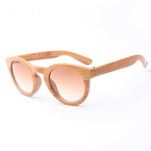 Elbru Mens Women Wood Grain Sunglasses Vintage Eyewear Rivets Coating Glasses Brown Frames Male Female Round Sun Glasses