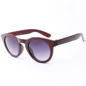 Elbru Mens Women Wood Grain Sunglasses Vintage Eyewear Rivets Coating Glasses Brown Frames Male Female Round Sun Glasses