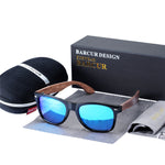 BARCUR Black Walnut Sunglasses Wood Polarized Sunglasses Men Glasses Men UV400 Protection Eyewear Wooden Original Box