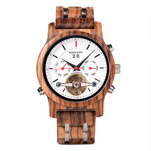 BOBO BIRD Automatic Skeleton Mechanical Watches Men Wooden Luxury Watch Self Wind relógio masculino automatic