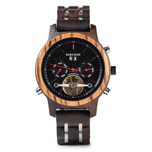 BOBO BIRD Automatic Skeleton Mechanical Watches Men Wooden Luxury Watch Self Wind relógio masculino automatic