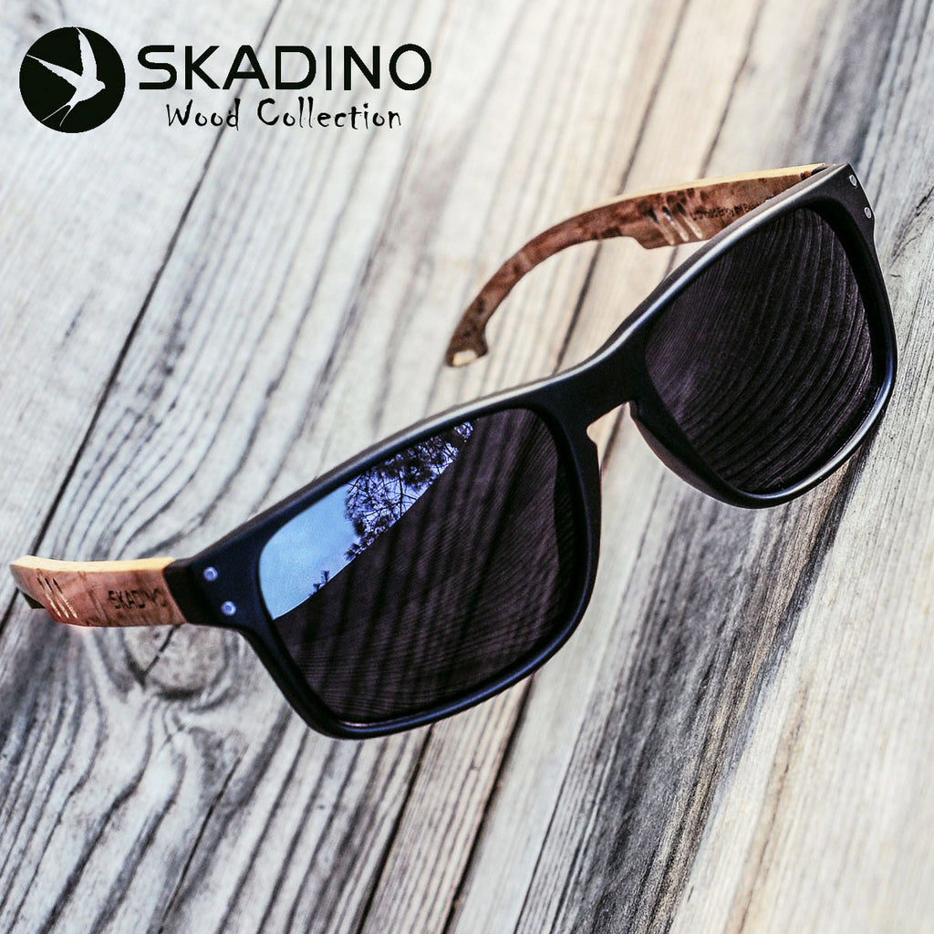 Wood Men Sunglasses Polarized UV400 SKADINO Beech  Wooden Sun Glasses for Women Blue Green Lens Handmade Fashion Brand Cool